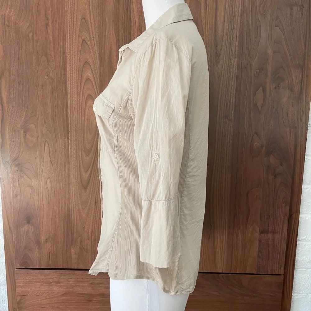 James Perse 3/4 sleeve Button Up Shirt Size 3 - Picture 7 of 7